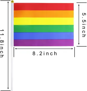 Mini drapeau arc-en-ciel, bâton à main, banderole arc-en-ciel américain pour Gay et fille