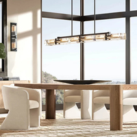 Lampe suspendue rectangulaire en cristal personnalisée et moderne pour hôtel de luxe Fait à la main Base d'ampoule E12 facile à accrocher AC pour l'éclairage du salon