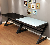 Bureau d'ordinateur en verre trempé simple, de haute qualité, ordinateur d'apprentissage à la maison au design de jambes en Z, bureau moderne pour la maison
