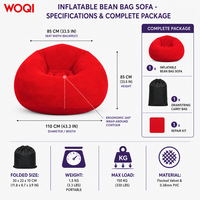 Fauteuil pouf gonflable WOQI portable, super doux et pliable, pour salon, terrasse et jardin