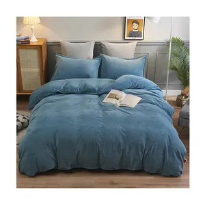 simple style milk wool 100% polyester fabric bed sheet cover set pillowcase and duvet cover sets