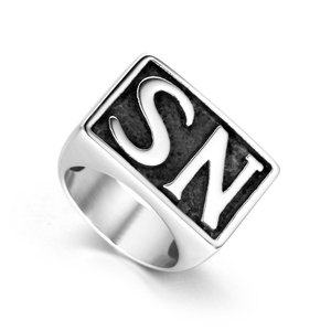 Men's <b>Titanium</b> Steel <b>Ring</b> SN Letter Design Fashionable Bold Simple Business <b>Ring</b> SA724 Gift Jewelry - Product Image 2