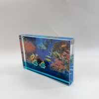 Cadre photo en acrylique écologique haute transparence avec design 3D pingouin, poisson, fantôme d'Halloween pour la décoration intérieure et les cadeaux