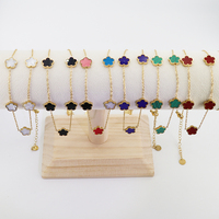 Tréboles de concha de moda Collar de flores de cinco hojas Acero inoxidable cinco hojas joyería de trébol de la suerte Collar de flores para mujer