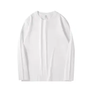 300gsm OEM Crew Neck Heavy Cotton TShirt Blank Drop Shoulder Pullover Screen Print Plain Oversized Long Sleeve T Shirt For Men