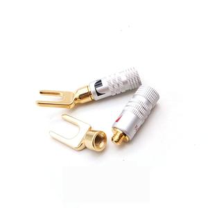 Hifi Brass mạ Vàng âm thanh ổ cắm Y Spade Loa cắm điện nối <span class=keywords><strong>adapter</strong></span> Tabletop ổ cắm - Product Image 4