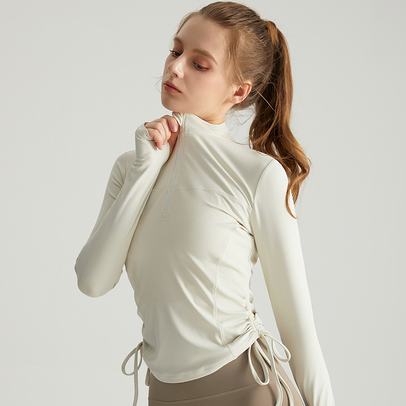Half Zip Long Sleeve Breathable Quick Dry Shirts for Women Custom Workout Athletic Yoga Tops Collared Quarter Zipper Wholesale