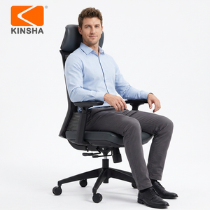 Chaise de bureau ergonomique en maille avec support lombaire 4D réglable, dossier ouvert, pivotante, base métallique, style moderne, idéale pour appartement - Product Image 1