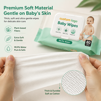 Lingettes humides épaisses de qualité supérieure, super douces, sans alcool, sans parfum, lingettes pour bébés naturelles, 80 lingettes pour peaux sensibles