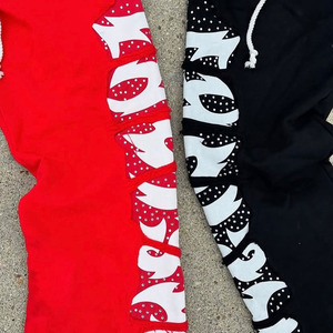 Custom Fashion Rhinestone Printing Zip Up Hoodie And Sweatpants Set <strong>Tracksuit</strong> Men Baggy Sweatpants Jogging Suit - Product Image 2