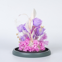 Boîte de fleurs romantiques pour la Saint-Valentin et la fête des mères, roses éternelles préservées faites à la main avec un dôme en verre