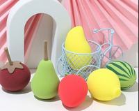 Éponge de Maquillage Série Fruit : Poire Parfumée, Fraise, Pastèque, Mangue – Hydrophile, Douce, Écologique, Lavable, pour Poudre