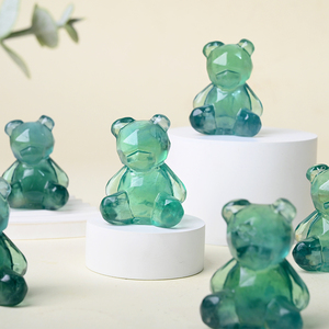 Sculpture d'ours en fluorite verte gravée, animaux en cristal de guérison, vente en gros, pour souvenir - Product Image 3