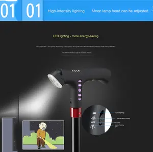 Canne de marche pliante légère et réglable pour femmes hommes seniors équilibre de mobilité avec poignée décalée de petite base de couleur unie - Product Image 5