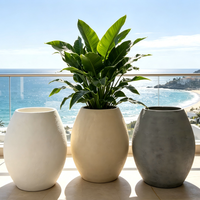 Jardinières modernes en fibre de verre texturées sable grossier, grandes jardinières et pots pour projets paysagers commerciaux