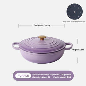 Vente <span class=keywords><strong>en</strong></span> Gros d'Accessoires de Cuisine Modernes: Casserole Ronde Peu Profonde <span class=keywords><strong>en</strong></span> <span class=keywords><strong>Fonte</strong></span> Émaillée pour Cuisine, Marmite avec Couvercle - Product Image 5
