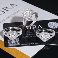 Dernière conception, bague de fiançailles de luxe en argent sterling 925 avec moissanite pleine de 2 carats en forme de cœur, promotionnelle, pour femme