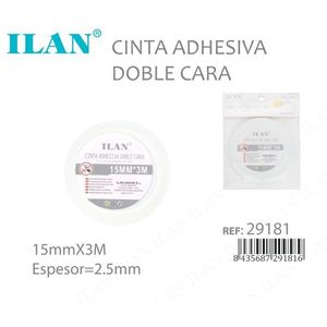 Nastro biadesivo Iln 15mm X 3m spessore 2,5mm per montaggio e fissaggio - Product Image 1