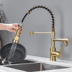 Wholesale Best Selling Gold Supplier 360 Degree Swivel Kitchen Faucet 304 Stainless Steel Tap With Sprayer