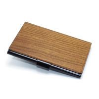 Casing Kartu Kayu Kenari Bisnis Wadah Kartu Rosewood Sandalwood Kotak Kartu Cherry Maple Penyimpanan Dompet Pemegang Kartu Kayu Bambu