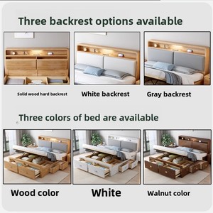 Letto <span class=keywords><strong>Matrimoniale</strong></span> 1.8m in Legno Massello Stile Nordico con Contenitore a Gaslift e Cassetti, Multifunzione, Smontabile - Vendita Diretta dalla Fabbrica - Product Image 4