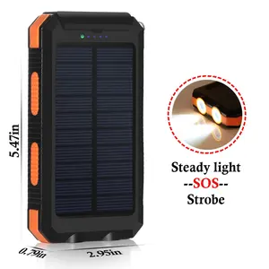 De alta calidad del OEM impermeable linterna LED portátil brújula Solar banco de potencia 10000mah para teléfono móvil