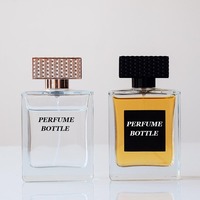Flacon plat en verre de parfum avec logo personnalisé Base lourde Rectangle à sertir Flacons vaporisateur de parfum en verre de 30ml 50ml 100ml