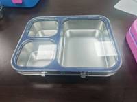 Boîte à lunch scolaire de luxe en acier inoxydable anti-fuite, réutilisable, Tritan, 3 compartiments, ensemble pour enfants pour l'école