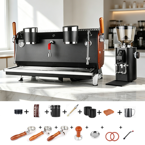 Semi-Automatic Double Head Cappuccino Maker Espresso Machine 9 <b>Bars</b> Stainless Steel Construction Commercial - Product Image 1