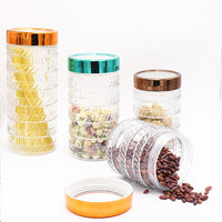 Nouveau style de pot en verre transparent de 14 oz avec couvercle en plastique, design moderne multifonctionnel pour la conservation des aliments et les voyages