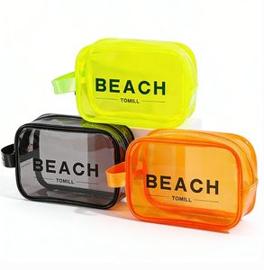 Sac de voyage cosmétique étanche personnalisé avec logo pour femme, trousse de toilette à fermeture éclair, sac cosmétique transparent en PVC avec logo personnalisé - Product Image 1