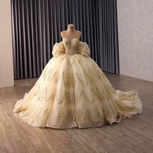 Robe de soirée vintage 251127, style princesse, ornée de perles et de cristaux, taille naturelle, perles champagne, robe de bal bouffante pour Quinceañera - Product Image 3