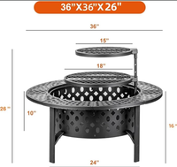 Table de foyer extérieur en métal personnalisable, foyer rond multifonctionnel pour barbecue