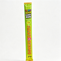 BESTAR Custom Package Wholesale Sour Sugar Coated Gummy Rope Candy Assorted Fruit Flavor Long Rope Gummy Sweet Confectionery