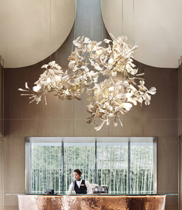 Lustre moderne personnalisé en céramique, design artistique en forme de feuille de Ginkgo, pour salon, <span class=keywords><strong>salle</strong></span> à <span class=keywords><strong>manger</strong></span>, chambre, hôtel, villa - Product Image 2