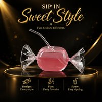 Gobelet en verre borosilicate en forme de bonbon avec paille en verre, joli gobelet à eau en verre transparent pour boissons, jus, lait, décoration d'intérieur, cadeau