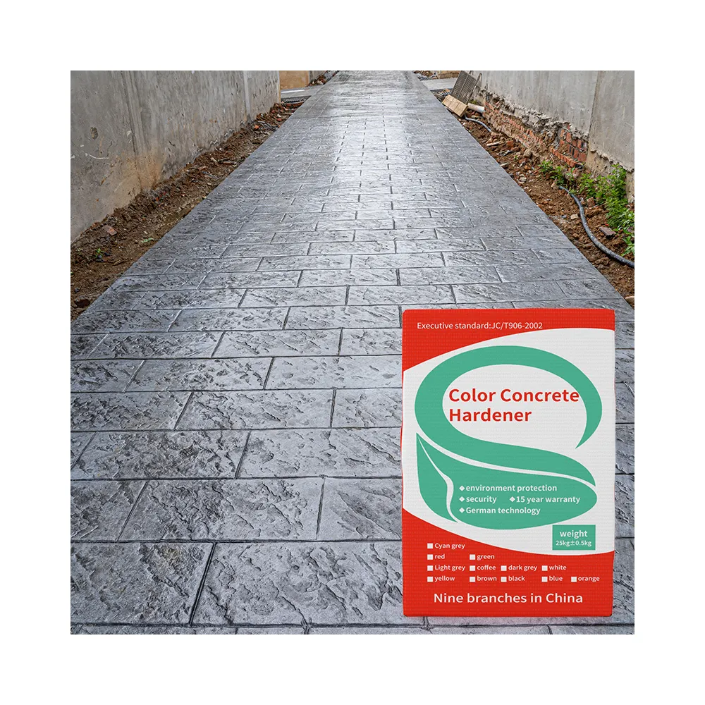 Utilizzato nella costruzione di strade e per polvere indurente colorata per timbri in calcestruzzo per pavimenti in cemento stampato