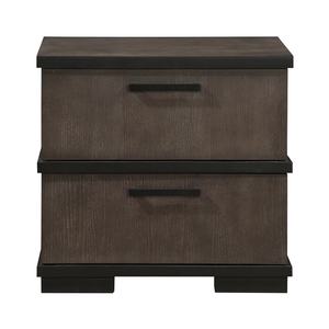 Comodino Bicolore Marrone e Nero con 2 Cassetti, Arredamento Moderno Industriale per Camera da Letto - Product Image 1