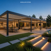 Pergola en aluminium toutes saisons avec revêtement en poudre, toit à lames motorisées, imperméable, pour jardin, patio, cour arrière