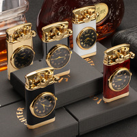 Allume-cigare LC-181 multifonctionnel haut de gamme briquet gonflable en métal coupe-vent avec horloge pour cadeaux de cigarettes