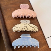 Pince à cheveux en acétate de style coréen Liwu, 10 cm, trois couches, fleurs gravées, couleur unie, design classique, pour femmes
