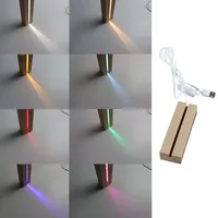 Produit en gros en Chine Bases de lampe 5V USB Acrylique Base de lumière à LED en bois Lampe à LED 3d Veilleuse ronde ovale Base en bois
