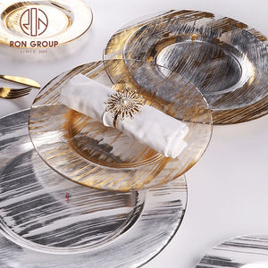 Vajilla de cena para restaurante, platos decorativos de vidrio de aluminio, dorado y plateado, para boda, precio barato, nuevo diseño - Product Image 3