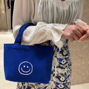 Sac fourre-tout en toile de coton personnalisable pour femme, mini, réutilisable, écologique, pour le supermarché, avec motif visage souriant mignon - Product Image 2