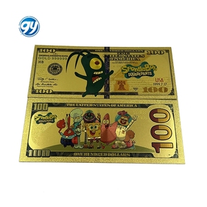 Billete de Banco de Plástico Chapado en Oro de 24k con Diseño de <span class=keywords><strong>Bob</strong></span> <span class=keywords><strong>Esponja</strong></span>, Anime de Dibujos Animados, Venta al por Mayor - Product Image 4
