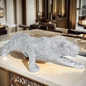 Nouveau créatif artistique sculpté marche léopard ornement résine époxy Figurine maison salon meuble TV bureau - Product Image 3