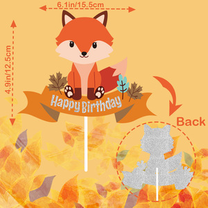 <span class=keywords><strong>Renard</strong></span> joyeux <span class=keywords><strong>anniversaire</strong></span> gâteau Topper bois Animal gâteau Pick Animal chat alpaga bébé douche gâteau décorations pour enfants fête d'<span class=keywords><strong>anniversaire</strong></span> - Product Image 2