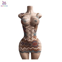 Tenues de strip-teaseuse personnalisées en gros ELITES, populaires, imprimées, en résille, pour la danse exotique