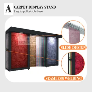 Kunden spezifisches Showroom-System Mode Schieben Schieben Stoff Teppich Teppich Probe Display Stand Rack Für Größe 160*230cm 200*300cm
