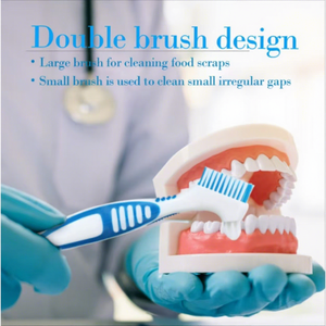 Brosse à dents dentaire pour le nettoyage et l'entretien des prothèses dentaires avec poils en silicone, design coloré - Product Image 4